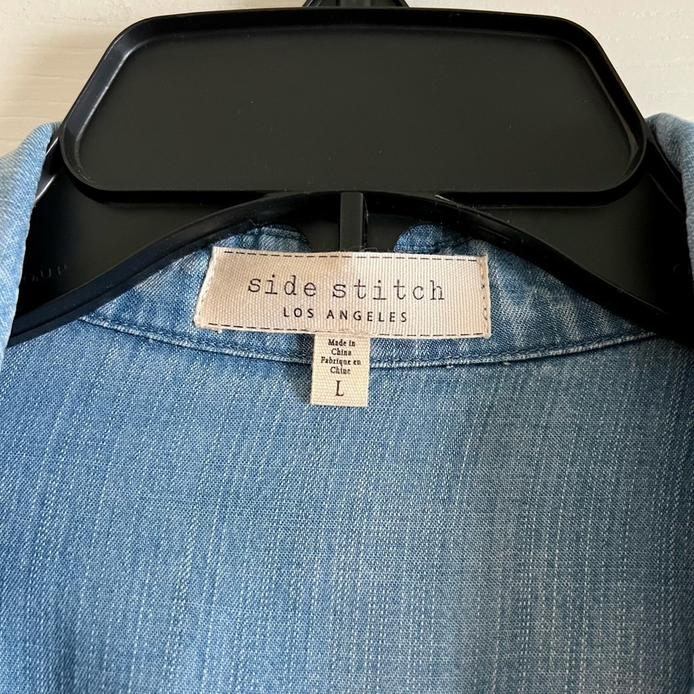 Side Stitch Button Front Tunic With Roll-Tab Slee… - image 4